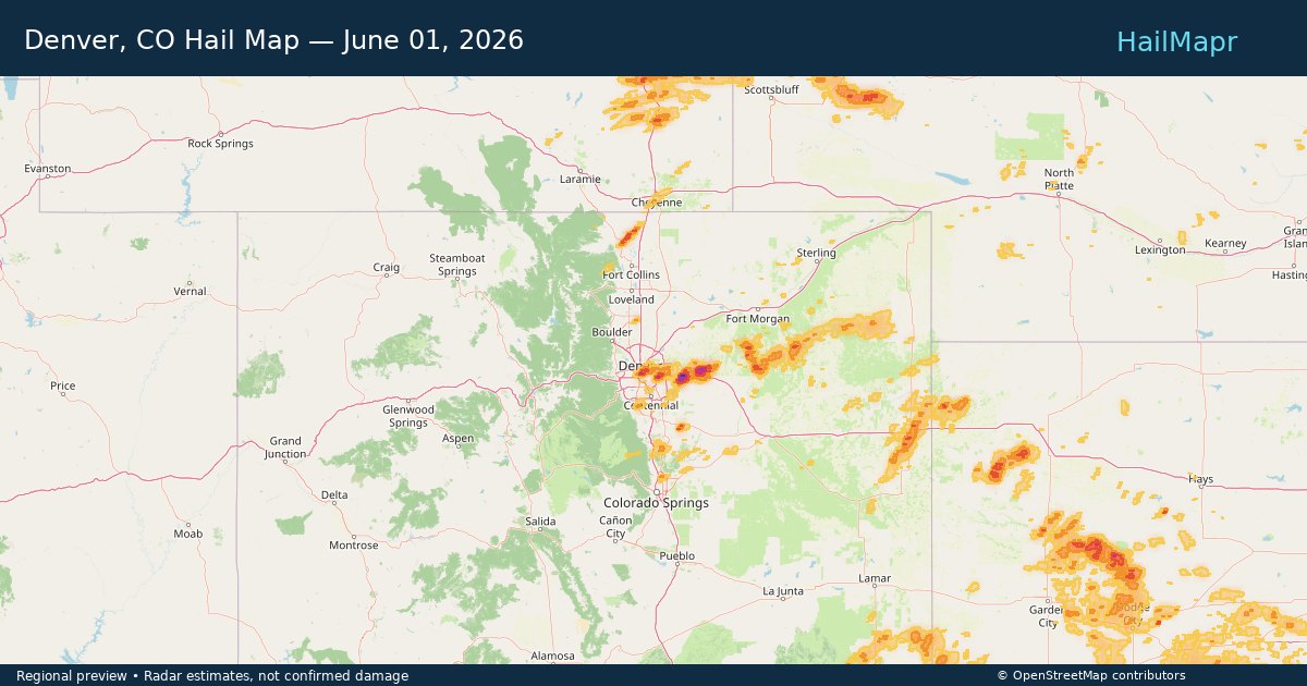 Denver, CO — June 01, 2026 — regional hail footprint preview