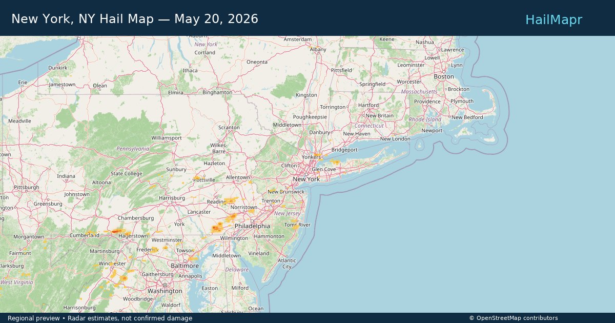 New York, NY — May 20, 2026 — regional hail footprint preview