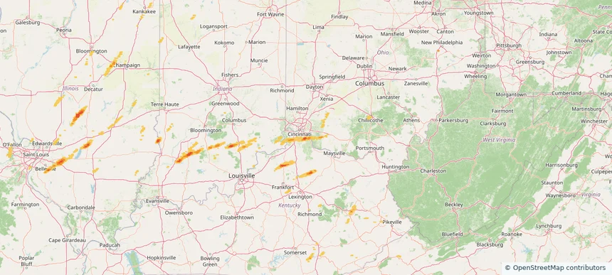 Alexandria, KY — April 30, 2025 — regional hail footprint preview