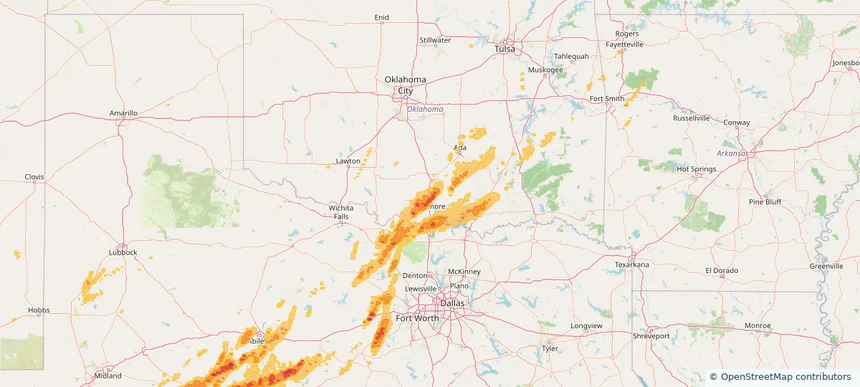 Ardmore, OK — April 19, 2025 — regional hail footprint preview