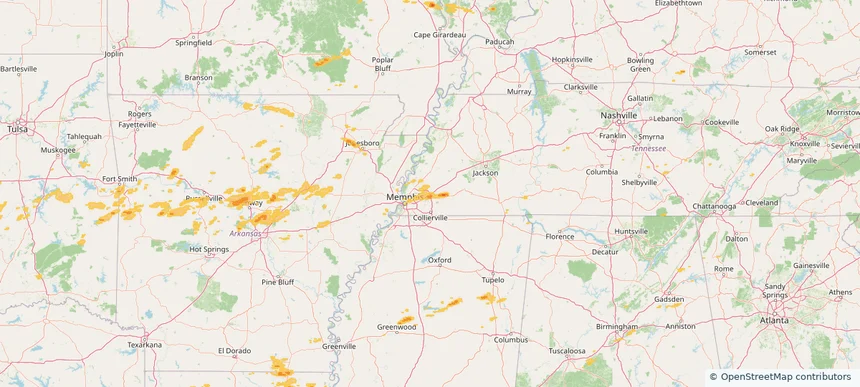 Arlington, TN — May 01, 2025 — regional hail footprint preview
