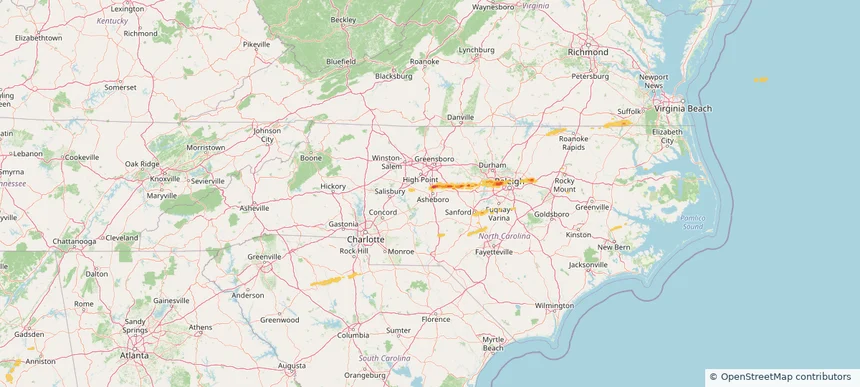 Asheboro, NC — April 22, 2025 — regional hail footprint preview