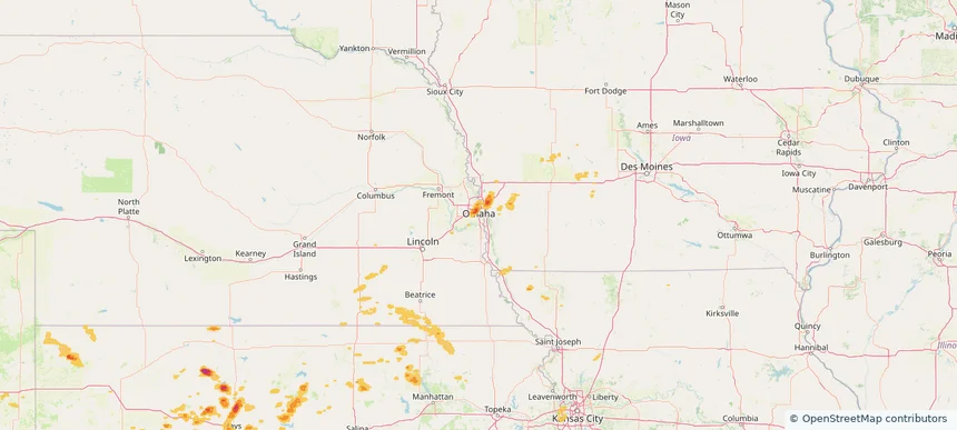 Bellevue, NE — April 24, 2025 — regional hail footprint preview