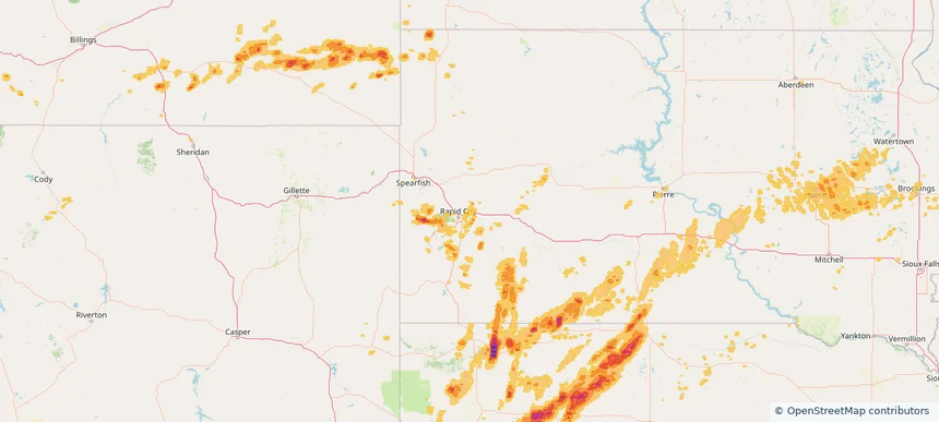 Box Elder, SD — April 27, 2025 — regional hail footprint preview