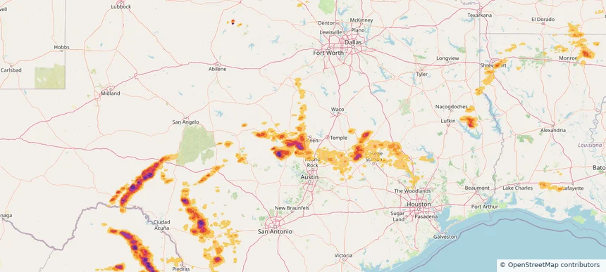 Copperas Cove, TX — May 01, 2025 — regional hail footprint preview