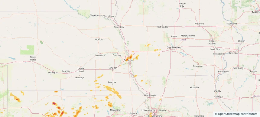 Council Bluffs, IA — April 24, 2025 — regional hail footprint preview