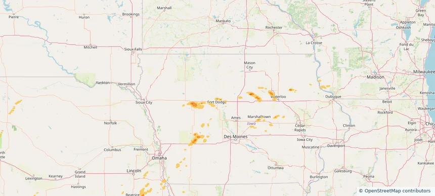 Fort Dodge, IA — April 23, 2025 — regional hail footprint preview