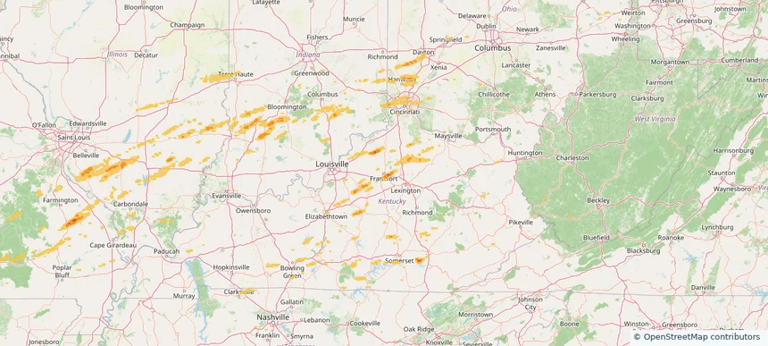 Frankfort, KY — April 29, 2025 — regional hail footprint preview