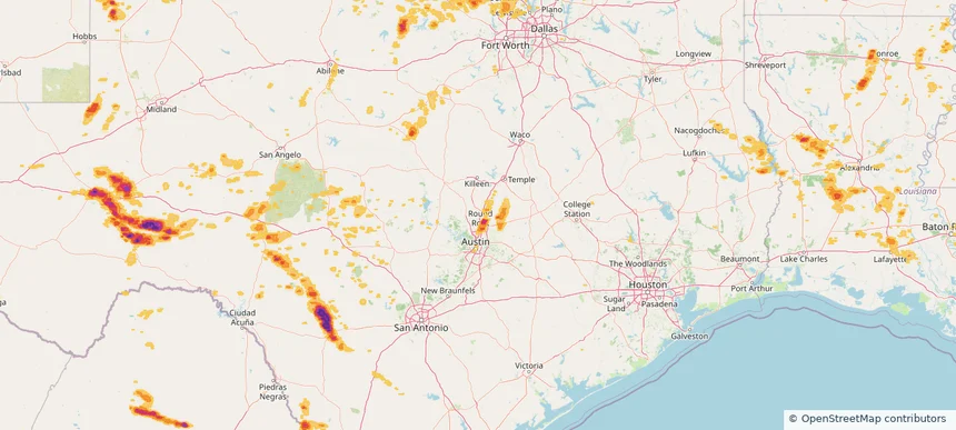 Georgetown, TX — April 22, 2025 — regional hail footprint preview