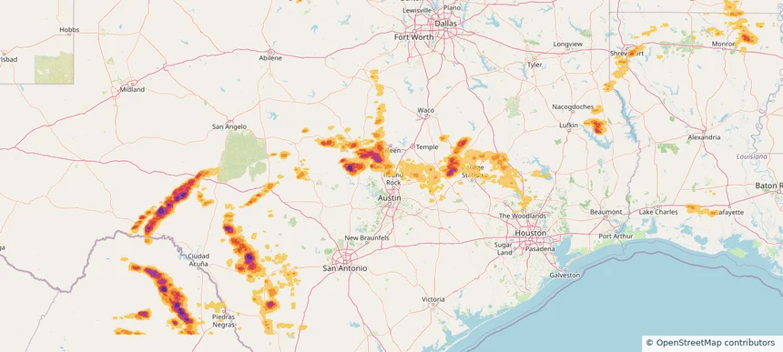 Georgetown, TX — May 01, 2025 — regional hail footprint preview