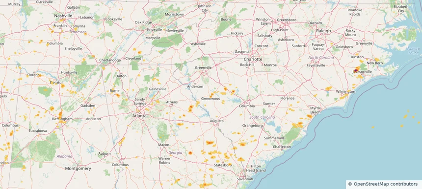 Greenwood, SC — April 23, 2025 — regional hail footprint preview