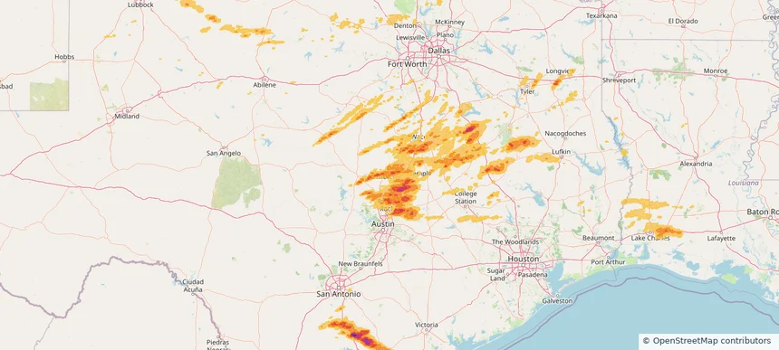 Harker Heights, TX — April 30, 2025 — regional hail footprint preview