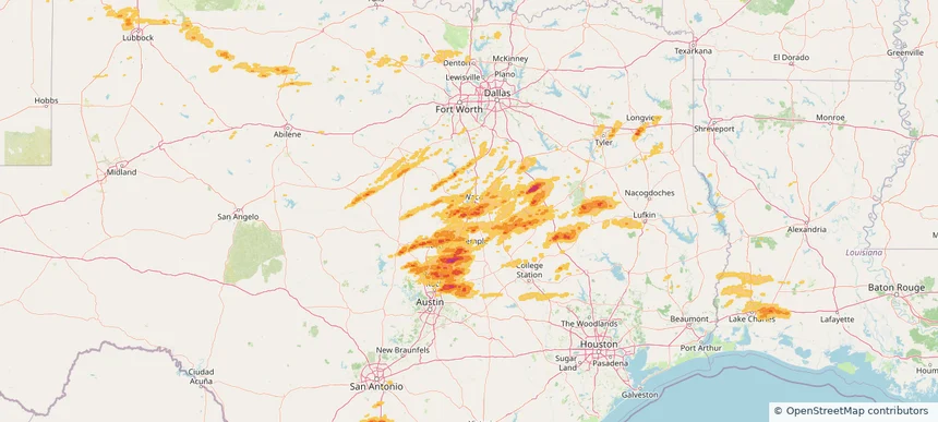 Hewitt, TX — April 30, 2025 — regional hail footprint preview