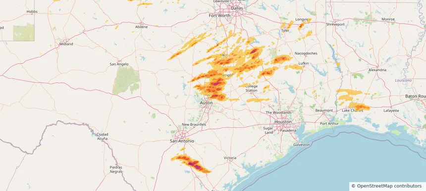 Hutto, TX — April 30, 2025 — regional hail footprint preview