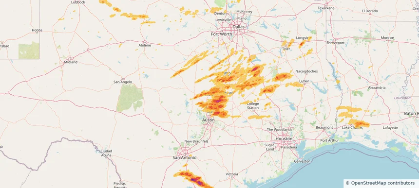 Killeen, TX — April 30, 2025 — regional hail footprint preview