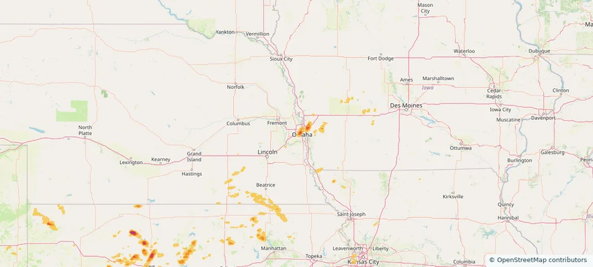 La Vista, NE — April 24, 2025 — regional hail footprint preview