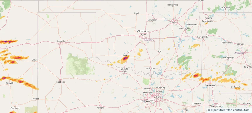 Lawton, OK — April 26, 2025 — regional hail footprint preview