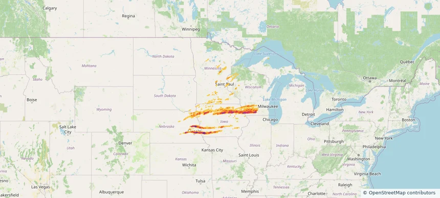 Historical Hail — 2025-04-17 — regional hail footprint preview