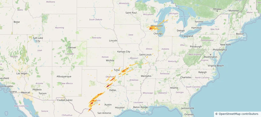 Historical Hail — 2025-04-18 — regional hail footprint preview