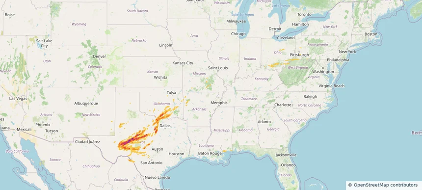 Historical Hail — 2025-04-19 — regional hail footprint preview