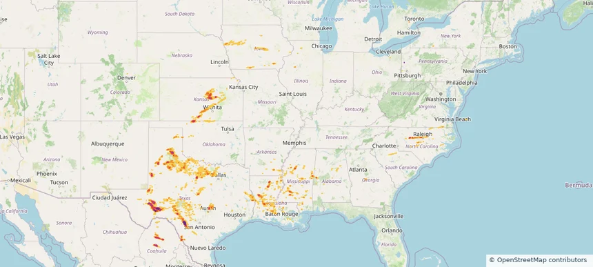 Historical Hail — 2025-04-22 — regional hail footprint preview