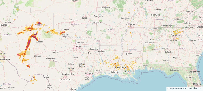 Historical Hail — 2025-04-25 — regional hail footprint preview