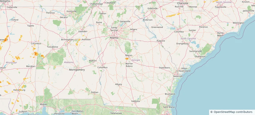 Macon-Bibb County, GA — April 22, 2025 — regional hail footprint preview
