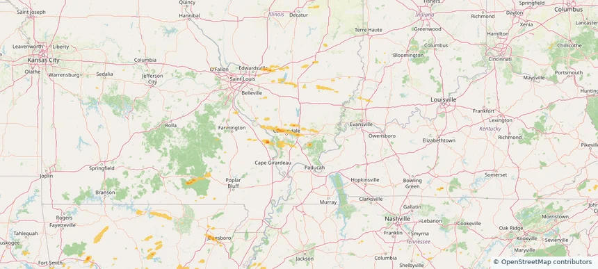 Marion, IL — May 01, 2025 — regional hail footprint preview
