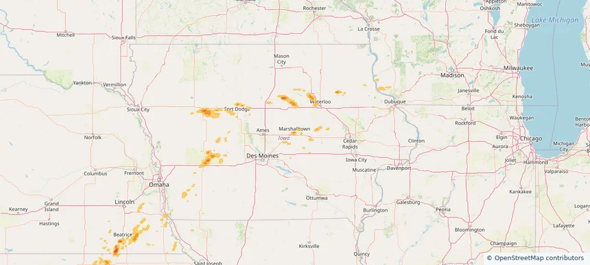 Marshalltown, IA — April 23, 2025 — regional hail footprint preview