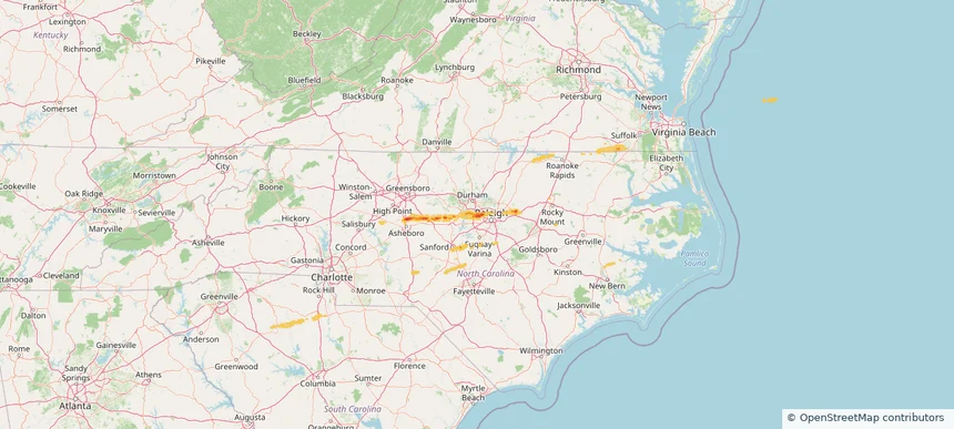 Morrisville, NC — April 22, 2025 — regional hail footprint preview