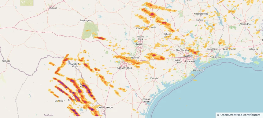 New Braunfels, TX — May 02, 2025 — regional hail footprint preview