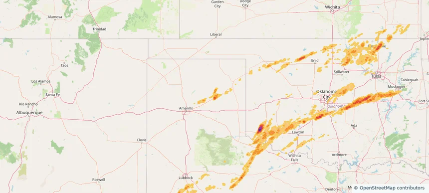 Pampa, TX — April 28, 2025 — regional hail footprint preview