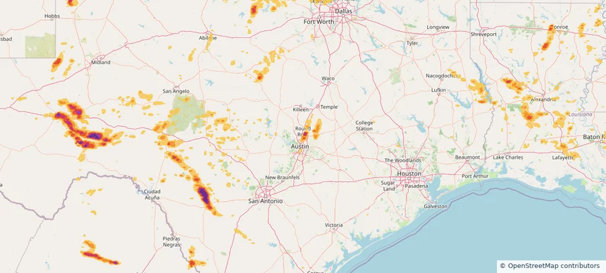 Round Rock, TX — April 22, 2025 — regional hail footprint preview