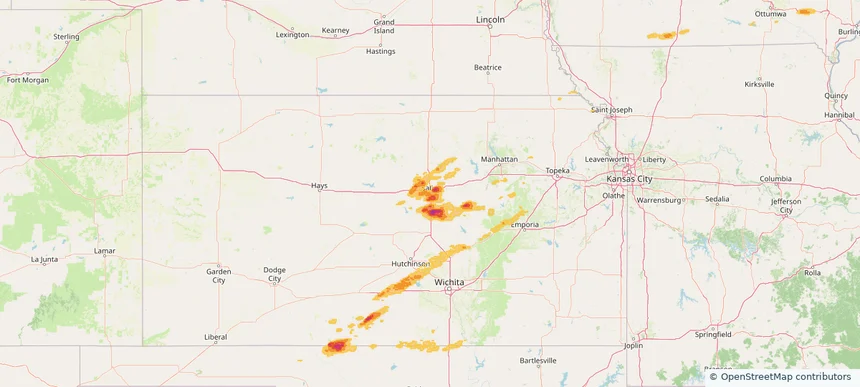 Salina, KS — April 22, 2025 — regional hail footprint preview