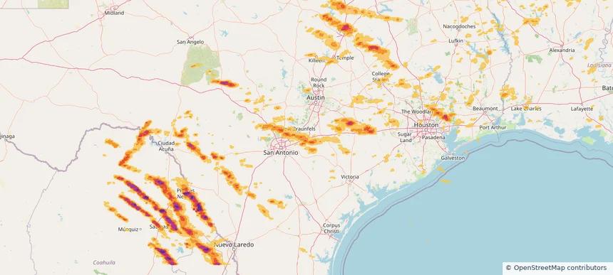 Seguin, TX — May 02, 2025 — regional hail footprint preview