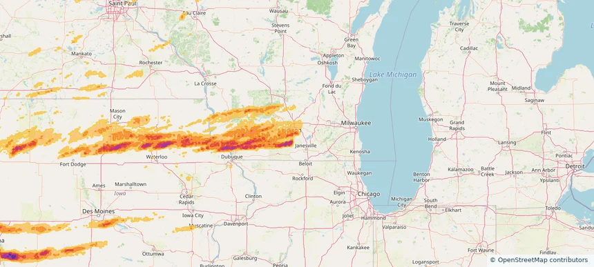 Stoughton, WI — April 17, 2025 — regional hail footprint preview