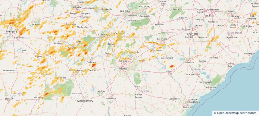 Sugar Hill, GA — May 02, 2025 — regional hail footprint preview