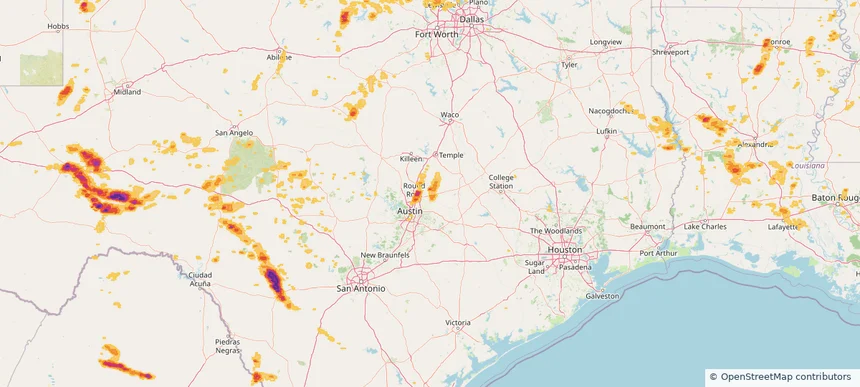Taylor, TX — April 22, 2025 — regional hail footprint preview