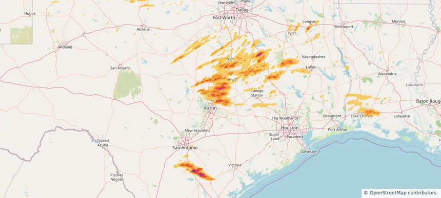 Taylor, TX — April 30, 2025 — regional hail footprint preview