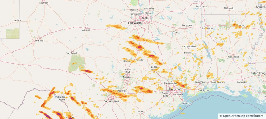 Temple, TX — May 02, 2025 — regional hail footprint preview