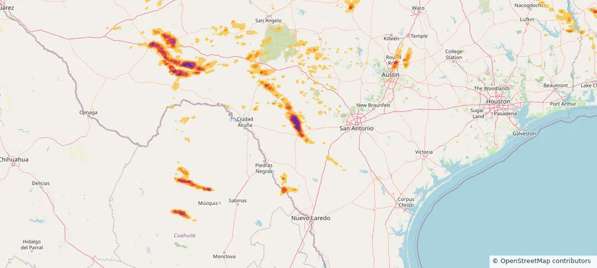 Uvalde, TX — April 22, 2025 — regional hail footprint preview
