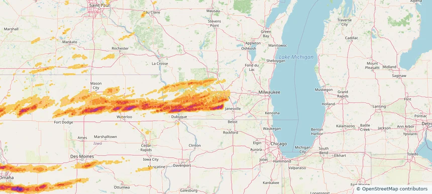 Verona, WI — April 17, 2025 — regional hail footprint preview