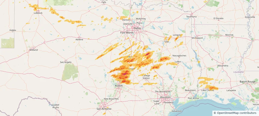 Waco, TX — April 30, 2025 — regional hail footprint preview