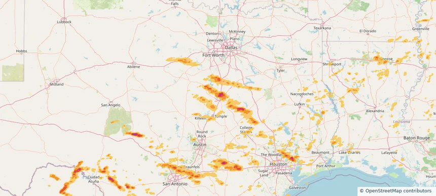 Waco, TX — May 02, 2025 — regional hail footprint preview