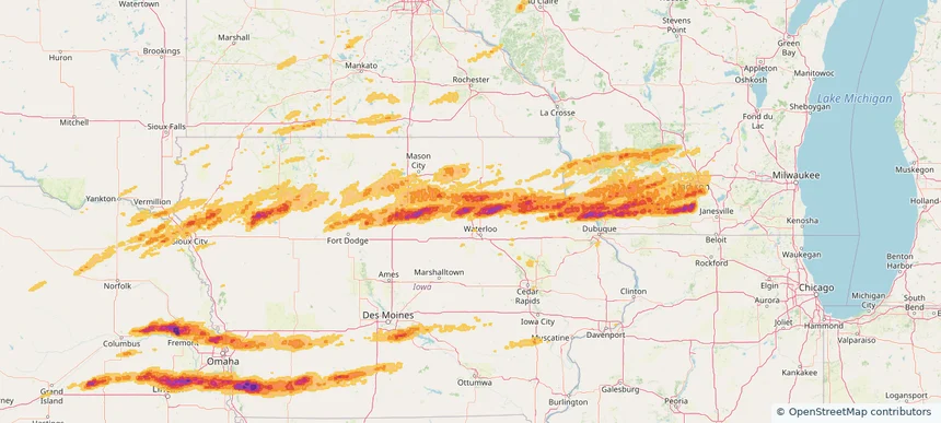 Waverly, IA — April 17, 2025 — regional hail footprint preview